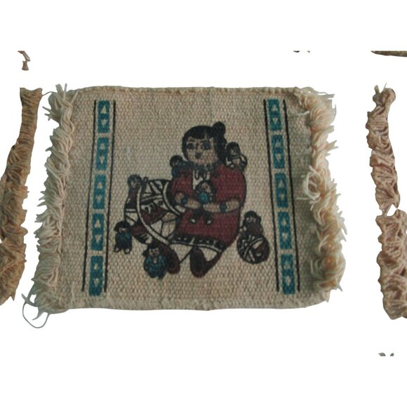 Vintage Southwest Woven Cotton Mug Rug Coasters El Paso Saddle Blanket Co GUC - Picture 8 of 16